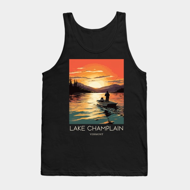 A Pop Art Travel Print of Lake Champlain - Vermont - US Tank Top by Studio Red Koala